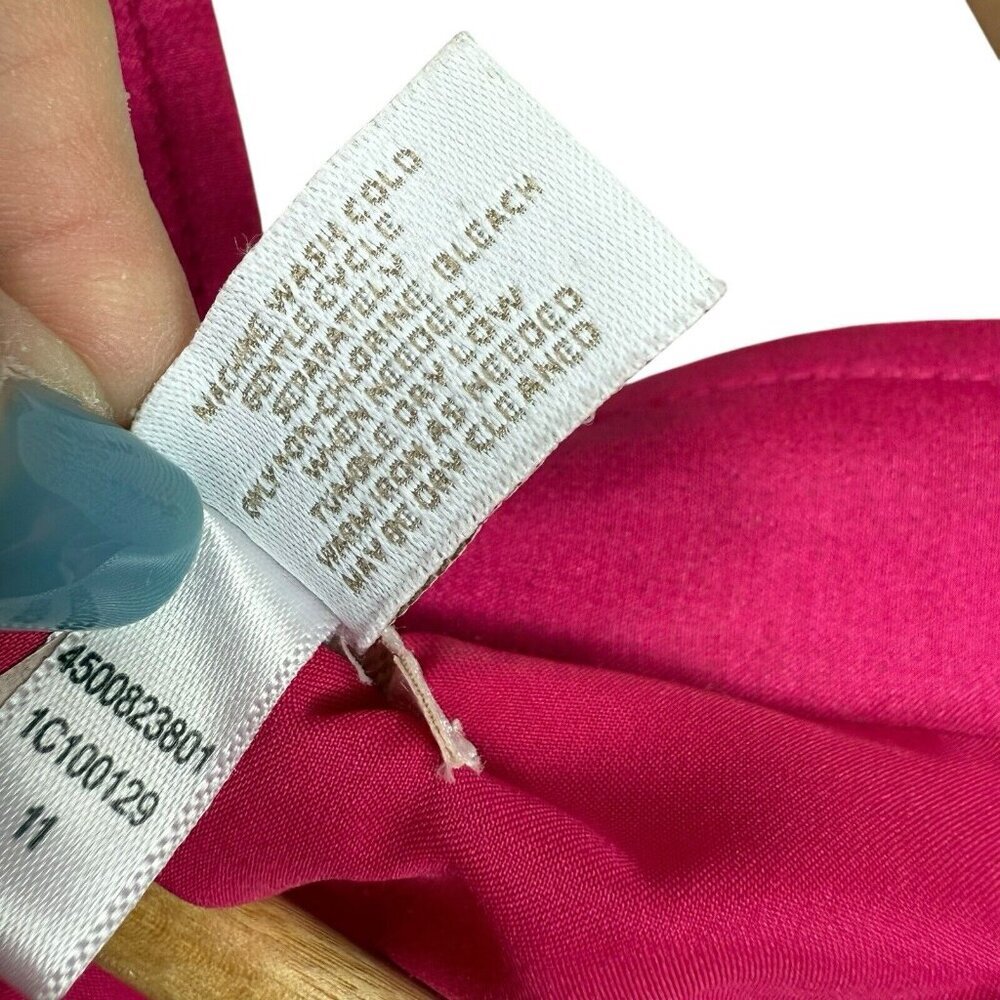 Chico's Button Up Pleated Shirt Blazer Sz 3 US 16 XL Pink Textured Satin Lined - Picture 5 of 5